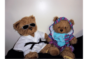 Molly and Oscar the two build-a-bears that Jeff and I made on our first date